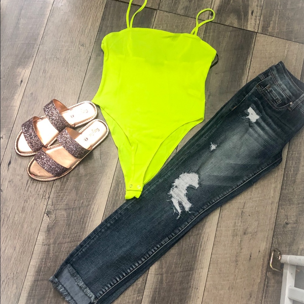 Neon yellow bodysuit